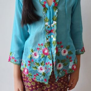 Floral Motif On Turquoise Kebaya Set (8 Years Old)