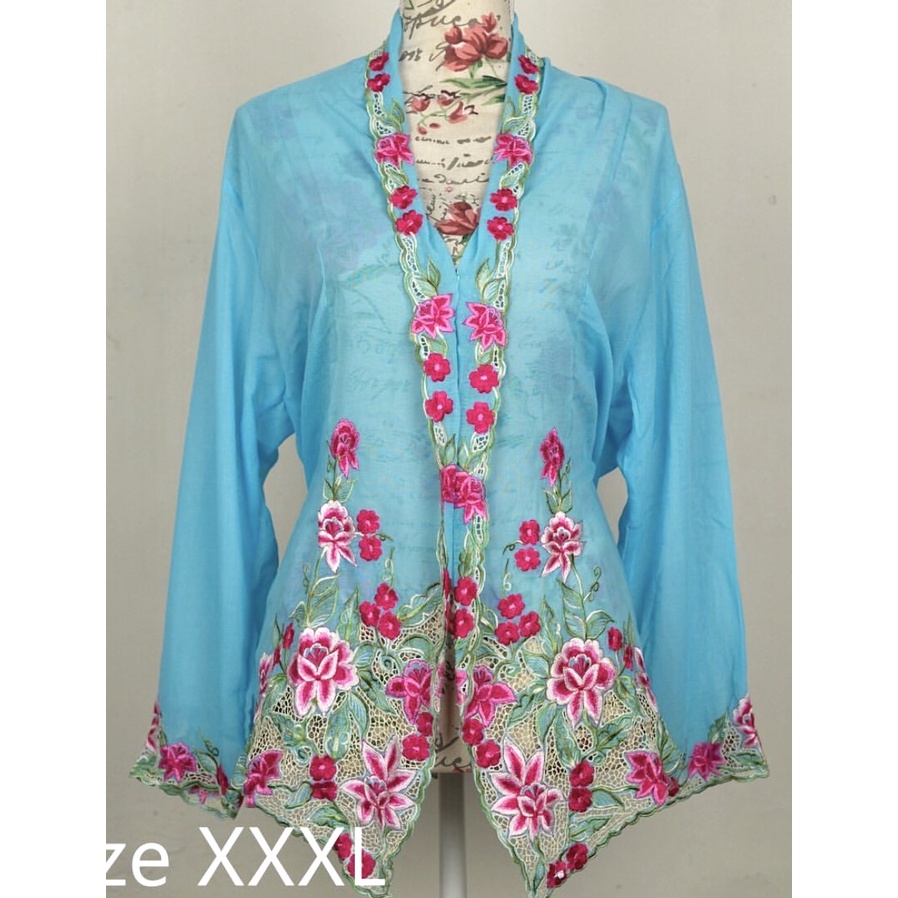 (Preorder) welovekebaya  Nyonya Kebaya (XXXL) – no buttons (top only) – NKXXXLSkYBLU001