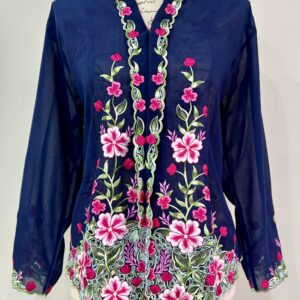 welovekebaya  Nyonya Kebaya (XXL) - with buttons - NKBXXLNAVYBLU001