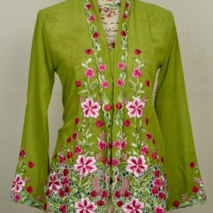 Nyonya Kebaya (S) - with buttons - NKBSOLIVEGRN001